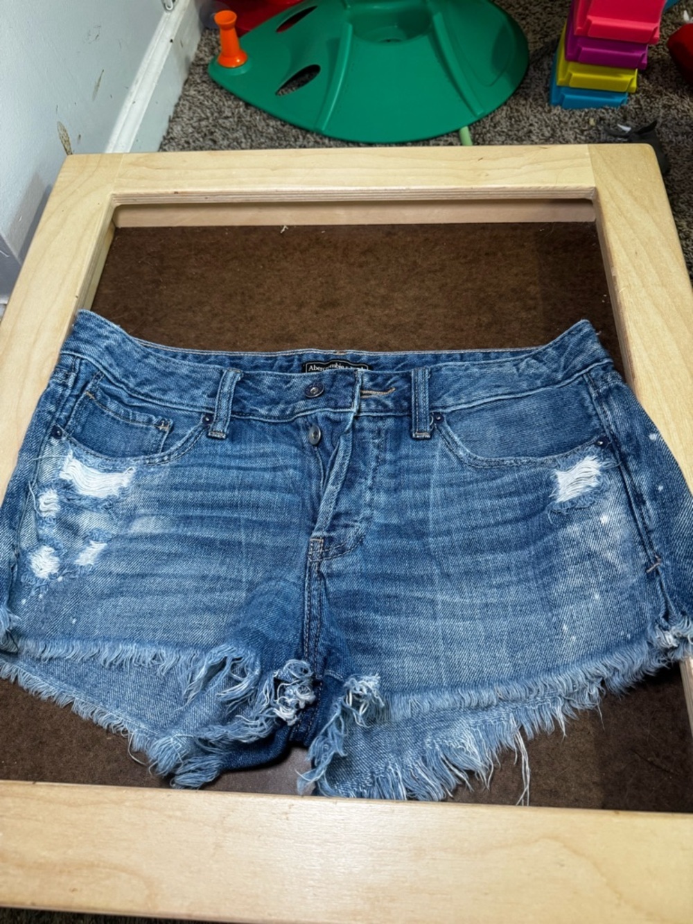 Abercrombie & Fitch Faded Blue Distressed Denim Shorts